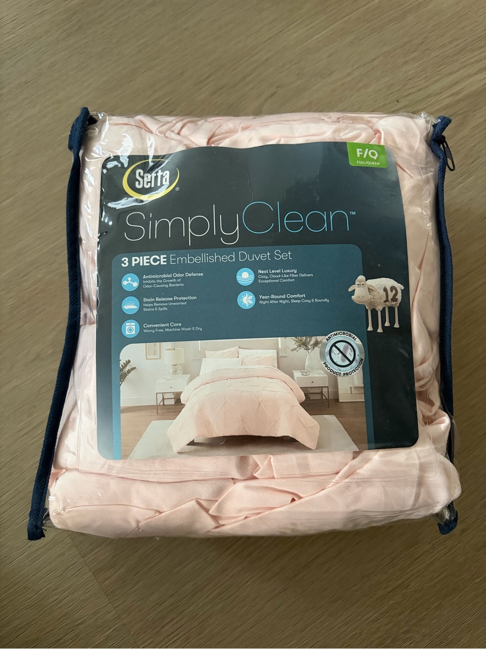 Serta SimplyClean Pink Embellished Duvet Cover Set Size Full/ Queen